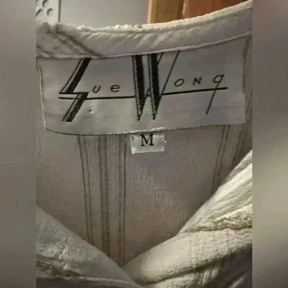 Sue Wong Stripped Hooded Womems Shirt Size M Medium Black Ivory - Picture 5 of 7